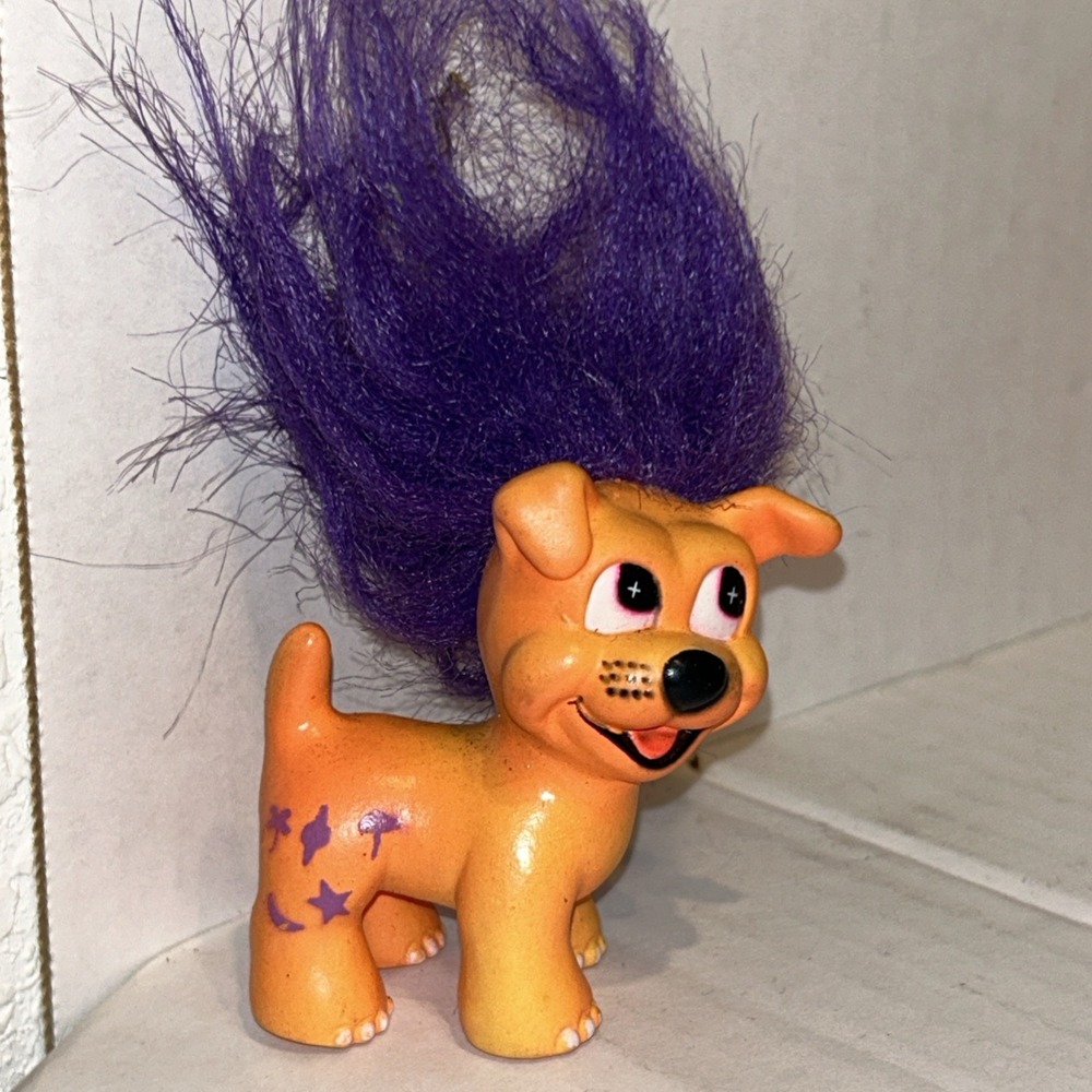 Trendmasters VINTAGE 1990's Land of the Trolls O'PUPPY Neon Orange DOG Figure B3